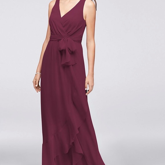 ruffle-trim chiffon faux-wrap bridesmaid dress Valerie Chiffon Faux Wrap Dress main image 1